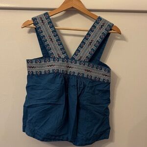 Madewell Teal Embroidered Blouse